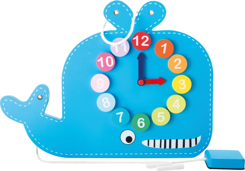 Small Foot Didaktivní tabule s hodinami velryba