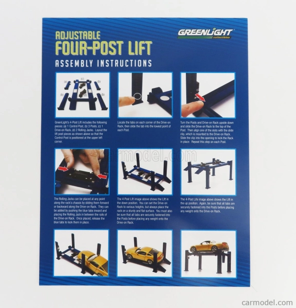 Greenlight Accessories Garážová súprava Chevron Officina - Ponte Sollevatore Auto - Four Post Lift 1:18 Biela červená modrá