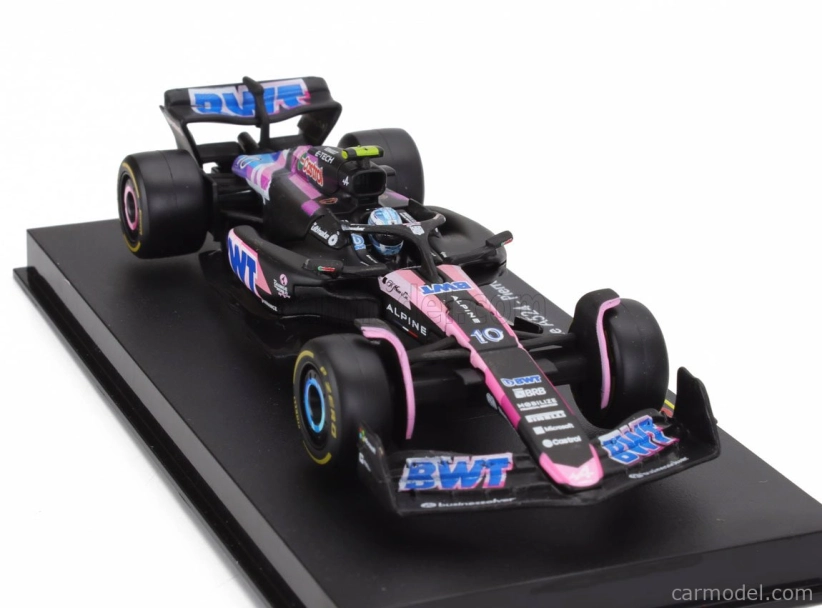 Bburago Alpine F1  A524 Team Bwt Alpine N 10 Season 2024 Pierre Gasly - With Pilot And Showcase 1:43 Černá Modrá Růžová