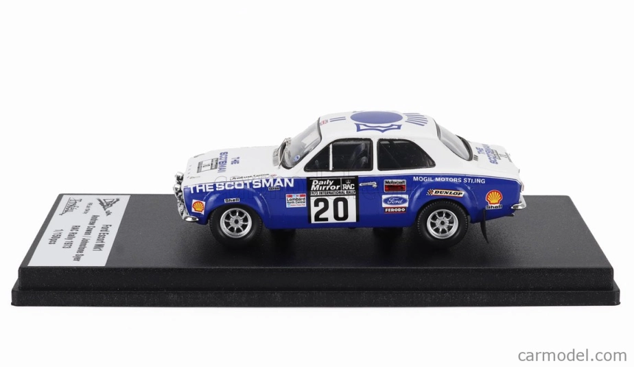 Trofeu Ford england Escort Mki Rs 1600 (night Version) N 20 Rac Rally 1973 Andrew Cowan - Johnstone Syer 1:43 Bílá Modrá