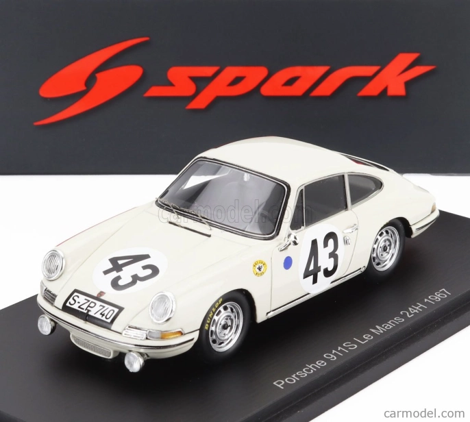 Spark-model Porsche 911s 1991cc Coupe Team J.franc N 43 24h Le Mans 1967 Antony Fischaber - Jacques Dewes 1:43 Biela