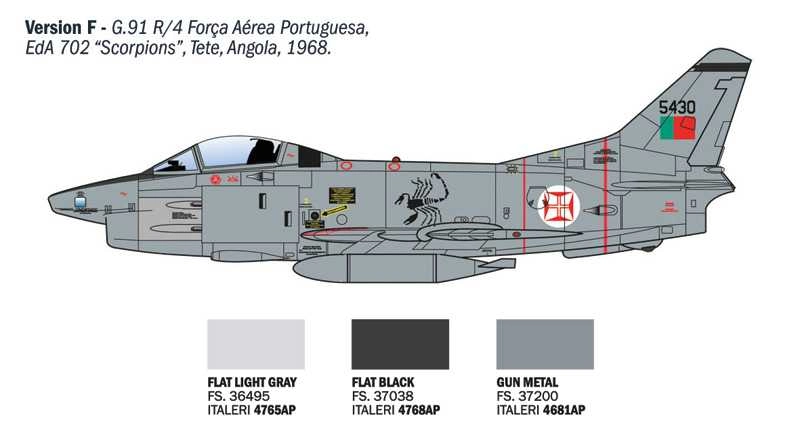 Italeri Fiat G91r Military Airplane 1967 - Aereonautica Militare Italiana - Italian Air Force 1:48 /