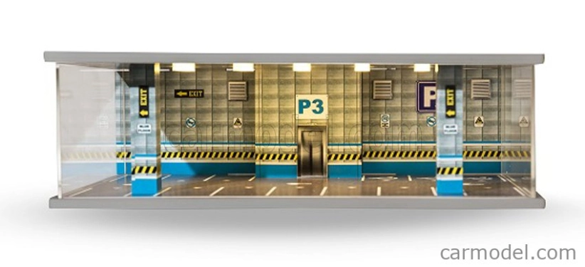 Atlantic Vetrina vitrína Dioráma Parcheggio Terzo Piano - Parkovisko P3 Modrá podlaha - autá nie sú súčasťou balenia - Dĺžka Cm 43,0 X Šírka Cm 25,0 X Výška Cm 14,0 1:64 Rôzne