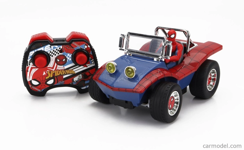 Jada Mayers manx Buggy With Spiderman Figure Marvel 1964 1:24 Modrá Červená