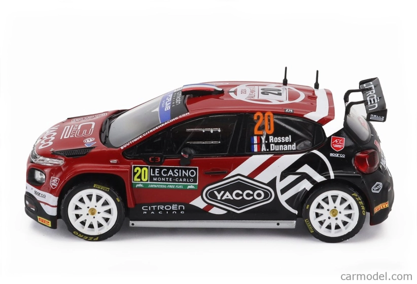 Ixo-models Citroen C3 Rally2 Team Aec Dg Sport N 20 8th Rally Montecarlo 2024 Yohan Rossel - Arnaud Dunand 1:43 Červená čierna biela