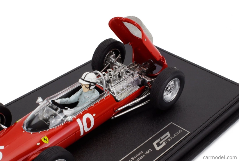 Gp-replicas Ferrari F1 156 F1-63 N 10 2nd British Silverstone Gp (with Pilot Figure) 1963 John Surtees 1:18 Red