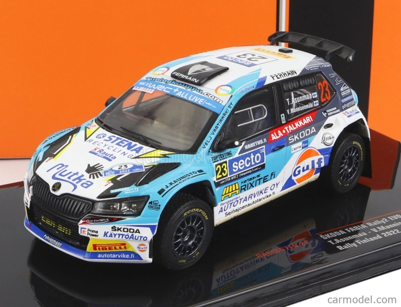 Ixo-models Škoda Fabia Rally2 Evo N 23 Rally Finland 2022 T.asunmaa - V.mannisenmaki 1:43 Svetlo modrá biela