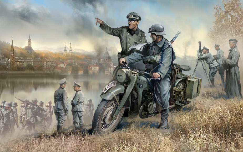 Zvezda německý motocykl R-12 s řidičem (1:35)