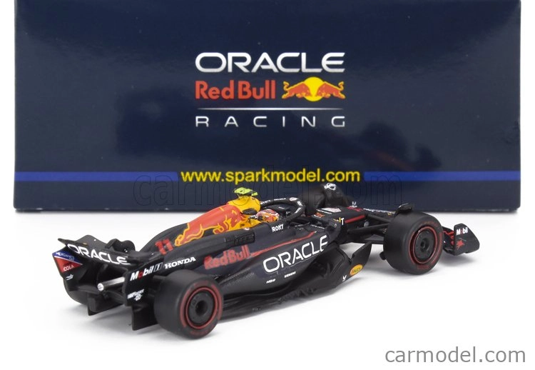 Spark-model Red bull F1 Rb20 Team Oracle Red Bull Racing N 11 2nd Bahrain Gp 2024 Sergio Perez 1:64 Modrá žltá červená