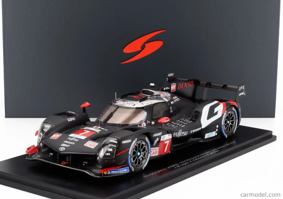 Spark-model Toyota Gr010 3.5l V6 Turbo Hybrid Team Gazoo Racing N 7 24h Le Mans 2024 Kamui Kobayashi - Jose Maria Lopez - Nyck De Vries 1:18 Black