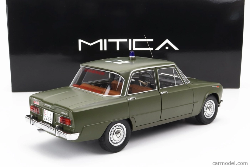 Mitica-diecast Alfa romeo Giulia 1.6 Ti Carabinieri Roma 1963 - Pronto Intervento Tel 686.666 1:18 Verde Caki Opaco - matná zelená