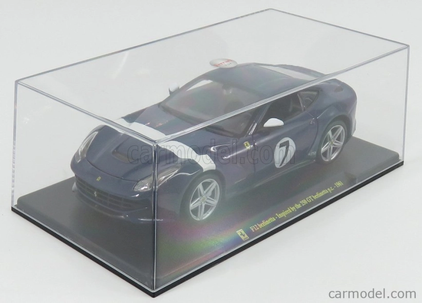 Edicola Ferrari F12 Berlinetta N 7 2012 - Inspired By The 250 Gt Berlinetta - Con Vetrina - With Showcase 1:24 Modrá Bílá