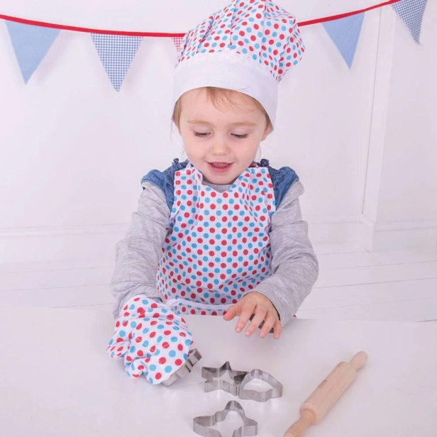 Bigjigs Toys Súprava na varenie so zásterou s bodkami