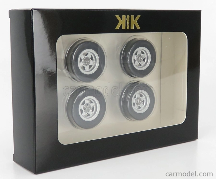 Kk-scale Accessories 4x Cromodora Wheel And Tyre Set 1969 Ferrari 365 Gtb Daytona 1:18 Black