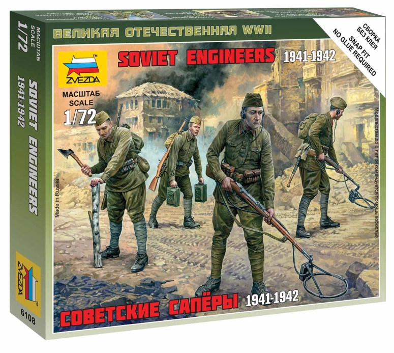 Zvezda figurky - sovětští ženisté WWII (1:72)