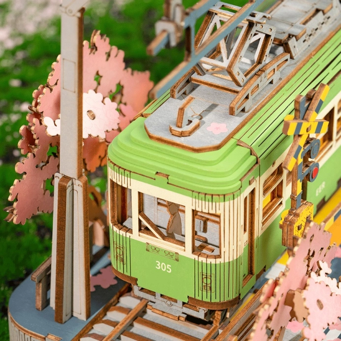 RoboTime 3D drevená skladačka Stanica so sakurami