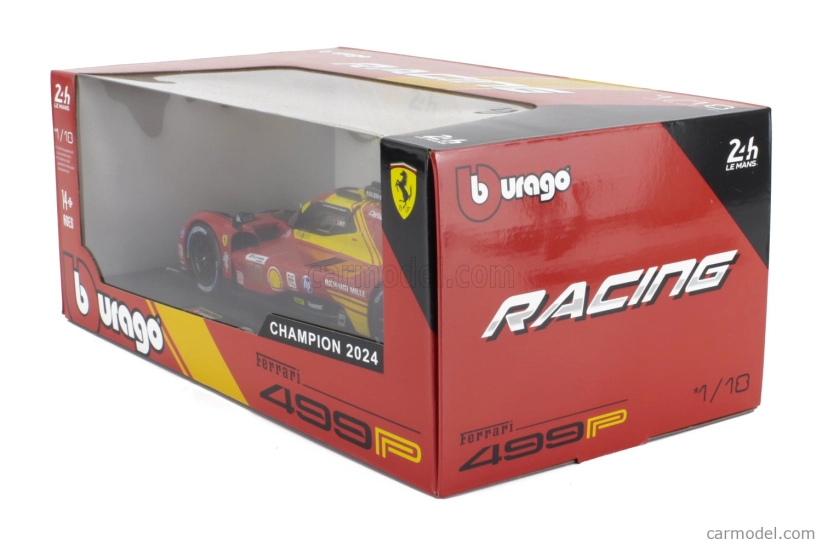 Bburago Ferrari 499p 3.0l Turbo V6 Team Ferrari Af Corse N 50 Winner 24h Le Mans 2024 Antonio Fuoco – Miguel Molina – Nicklas Nielsen 1:18 Red