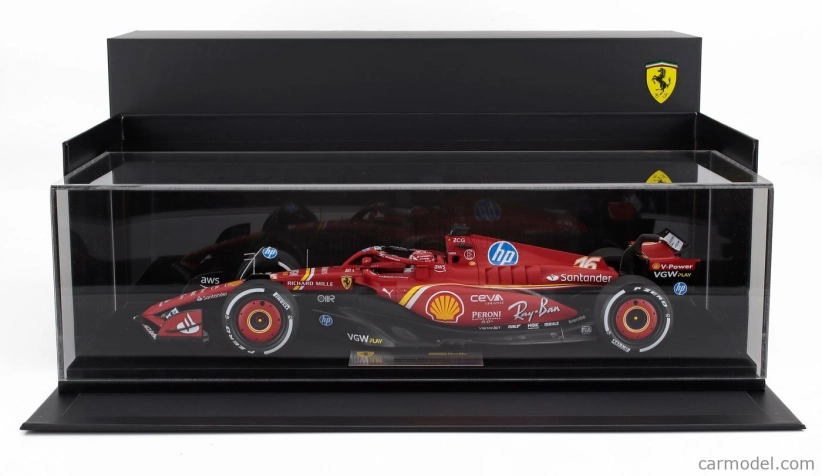 Looksmart Ferrari F1  Sf-24 Team Scuderia Ferrari N 16 Winner Monaco Gp 2024 Charles Leclerc - Con Vetrina - With Showcase 1:18 Červená Bílá Žlutá