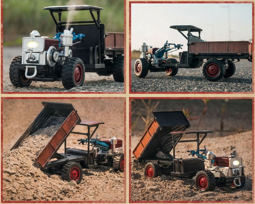 RC Retro traktor-Terra s dymom a svetlom 4WD proporcionálny 1:12 RTR
