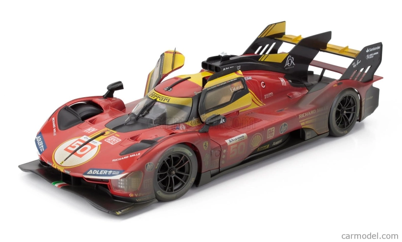 Bburago Ferrari 499p 3.0l Turbo V6 Team Ferrari Af Corse N 50 Winner 24h Le Mans (after Race Version) 2024 Antonio Fuoco - Miguel Molina - Nicklas Nielsen 1:18 Red