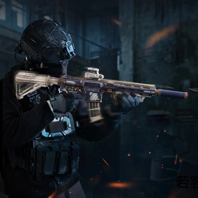 RoboTime 3D dřevěná skládačka Puška na vystřelování gumiček M416 Carbine