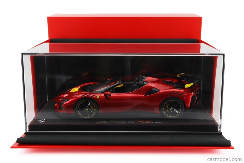 Bbr-models Ferrari Sf90 Xx Stradale Spider 2024 - Con Vetrina - With Showcase 1:18 Rosso Portofino - Červená Se Žlutou