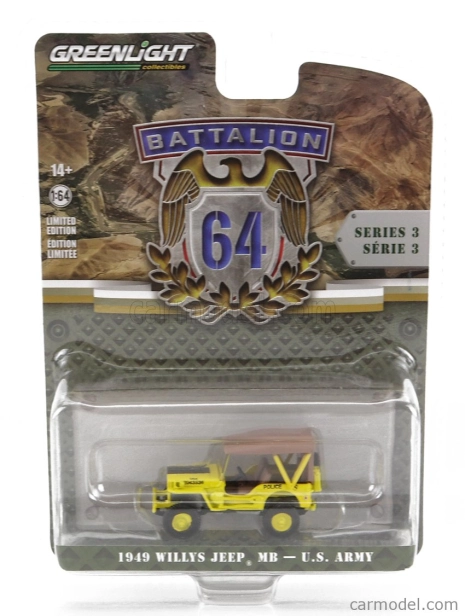 Greenlight Jeep Willys Mb 545. rota vojenskej polície 1949 1:64 žltá