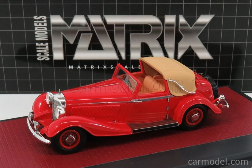 Matrix modely v mierke Mercedes benz 500k By Corsica Dhc Cabriolet Open 1935 1:43 Červená