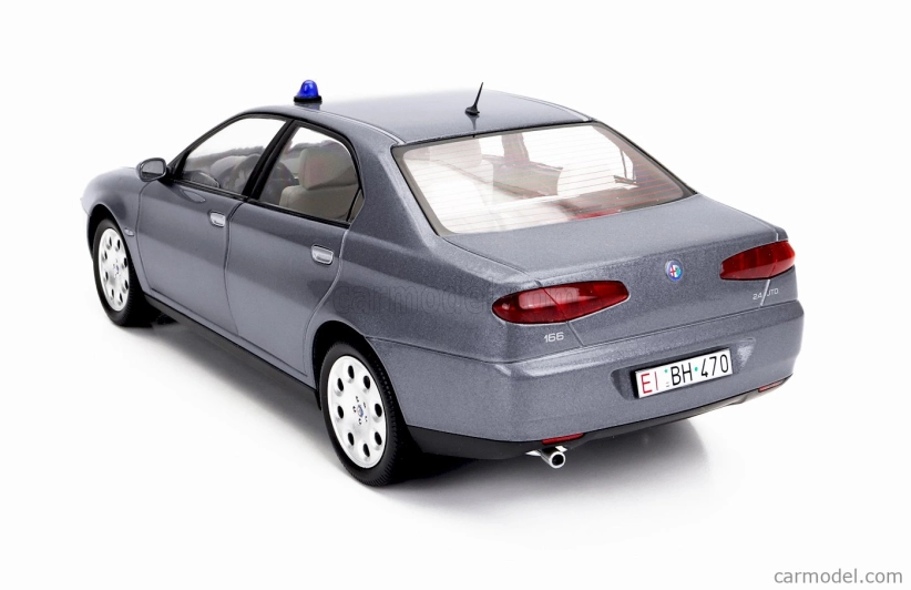 Mitica-diecast Alfa romeo 166 2.4 Jtd (with  Decals Comando Esercito Italiano E Civile) 1998 – (lampeggiante Applicabile Con Biadesivo - Flashing Light With Double-sided Tape) 1:18 Nettuno Grey Met