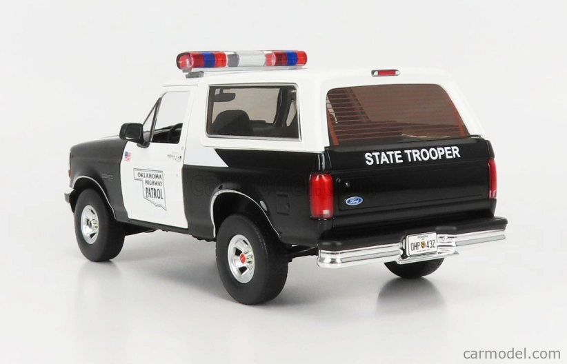 Greenlight Ford usa Bronco Oklahoma Highway Patrol Police 1996 1:18 Černá Bílá