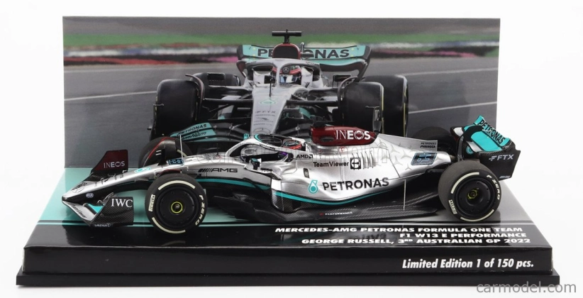 Minichamps Mercedes gp F1 W13e Team Mercedes-amg Petronas F1 N 63 3. Australian Gp 2022 George Russel 1:43 Strieborná zelená