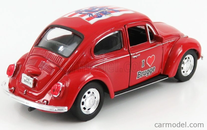 Welly Volkswagen Kafer Beetle 1959 - I Love Brugge - Without Box 1:34 Red