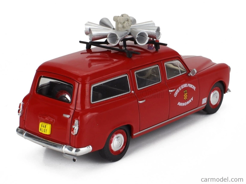 Edicola Peugeot 403 Sw Station Wagon Hasičské auto Centre De Secours Principal Annonay 1969 1:43 Červená