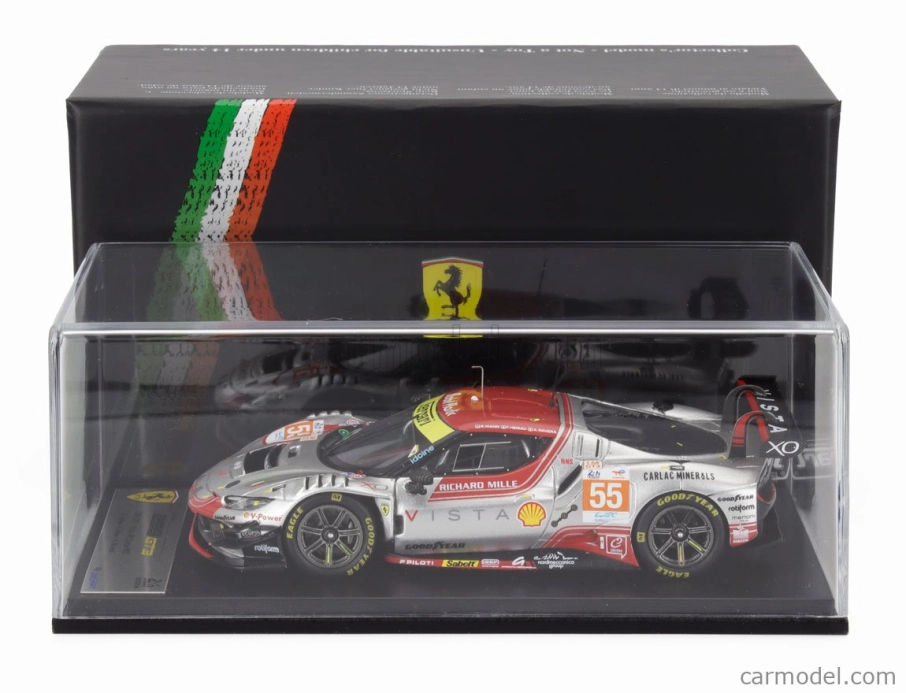 Looksmart Ferrari 296 Gt3 3.0l Turbo V6 Team Vista Af Corse N 55 24h Le Mans 2024 Alessio Rovera - Francois Heriau - Simon Mann 1:43 Silver Red