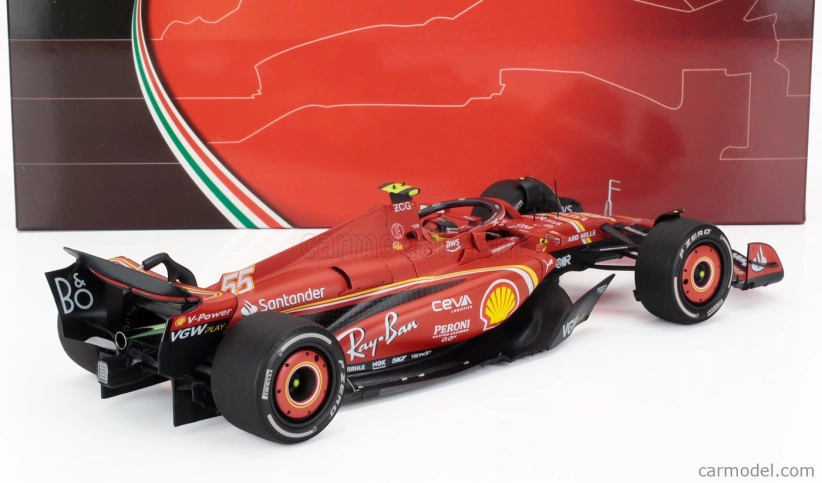 Bbr-models Ferrari F1 Sf-24 Team Scuderia Ferrari N 55 Winner Australian Gp 2024 Carlos Sainz - Polifoam Packaging 1:18 Červená Černá