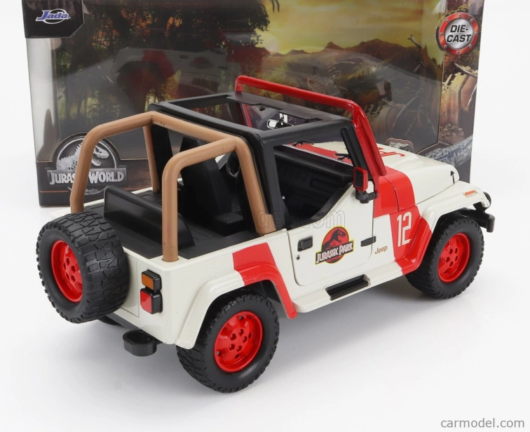 Jada Jeep Wrangler Rubicon Open - Jurský svet 2015 1:24 Bielo-červená