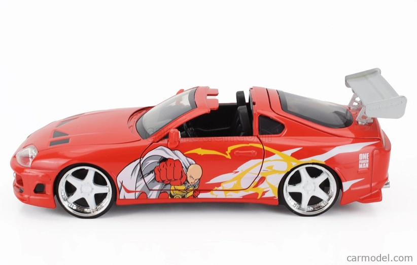 Jada Toyota Supra s figúrkou One Punch Man Saitama 1995 1:24 oranžová