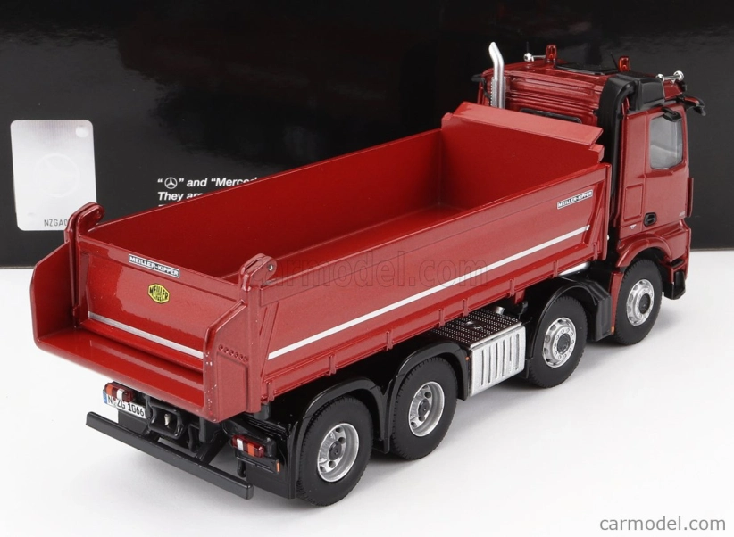 Nzg Mercedes benz Arocs 4151 8x4 Meiller Kipper Cassone Ribaltabile 4-assi 2019 1:50 Red Met