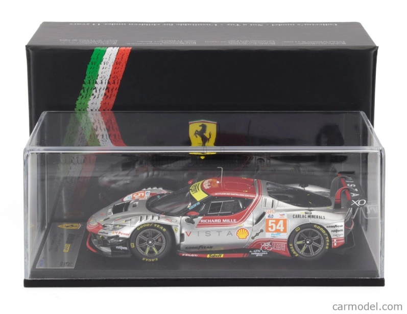 Looksmart Ferrari 296 Gt3 3.0l Turbo V6 Team Vista Af Corse N 54 24h Le Mans 2024 Davide Rigon - Francesco Castellacci - Thomas Flohr 1:43 Silver Red