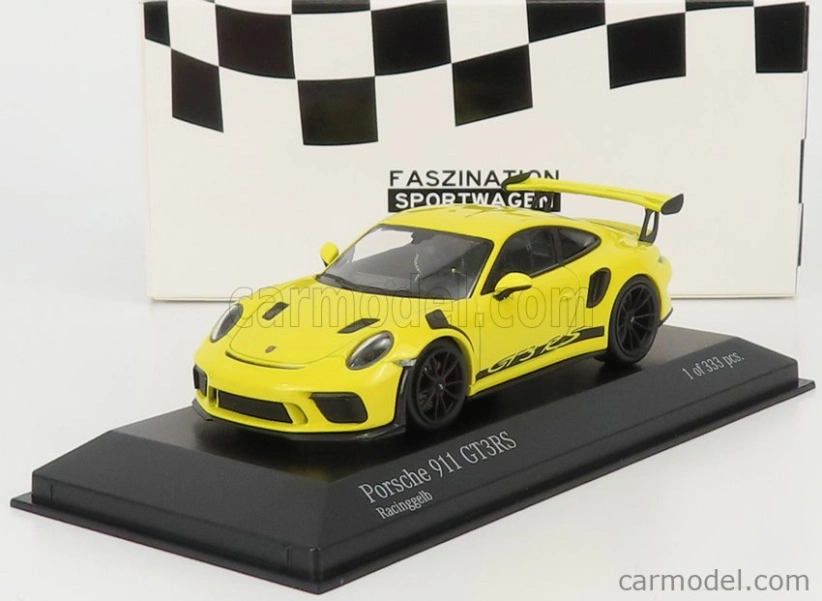 Minichamps Porsche 911 991-2 Gt3 Rs Coupe 2018 - Black Rims 1:43 Závodní Žlutá