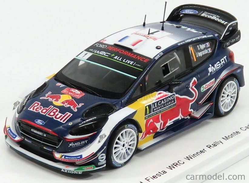 Spark-model Ford england Fiesta Wrc Team M-sport Ford Wrt N 1 Winner Rally Montecarlo 2018 S.ogier - J.ingrassia 1:43 Modrá červená žltá