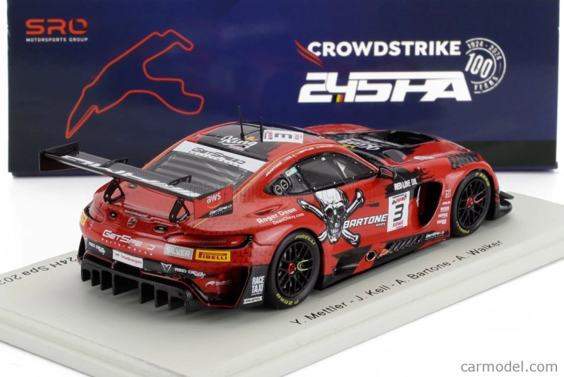 Spark-model Mercedes benz Amg Gt3 Evo 6.2l V8 Team Getspeed N 3 Winner Silver Class 24h Spa 2024 Yannik Mettler - James Kell - Anthony Bartone - Aaron Walker 1:43 Červená Černá