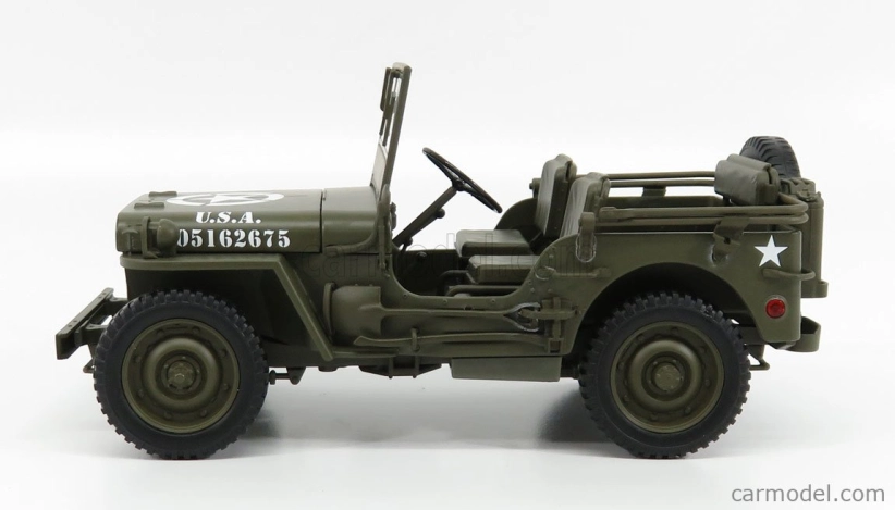 Welly Jeep Willys 1/4 Mb Usa Army Open 1942 1:18 Vojenská zelená