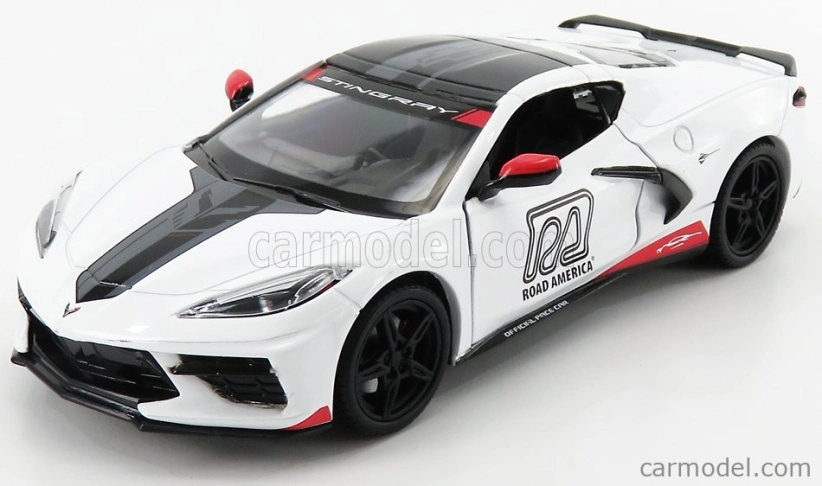 Greenlight Chevrolet Corvette C8 Official Pace Car Road America 2020 1:24 Bílá