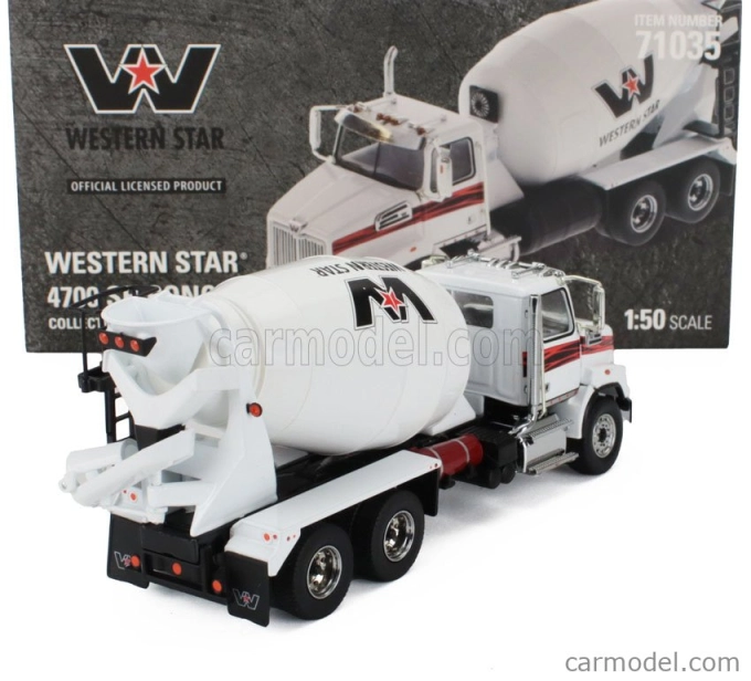Dm-models Western star 4700 Sb Betoniera Tanker Cement Mixer Truck 3-assi 2018 1:50 Bílá