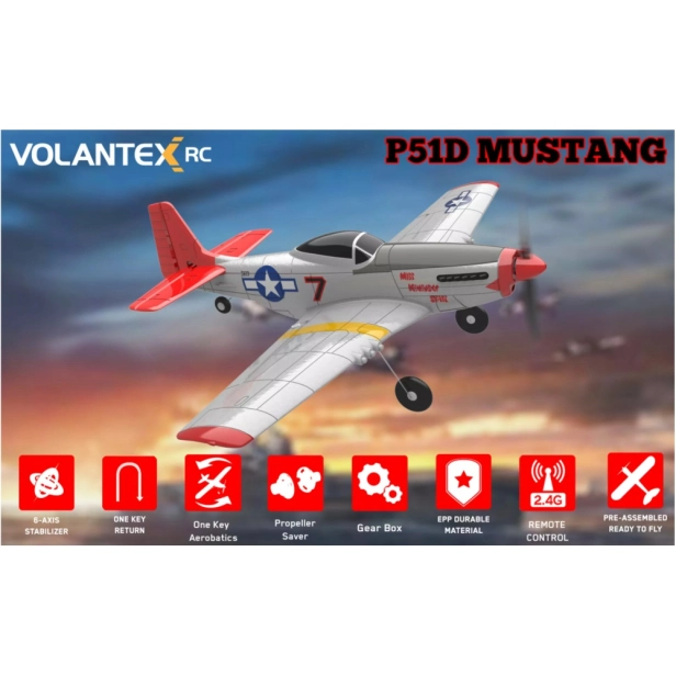 RC lietadlo S-idee Volantex Mustang P51 RC Gilder