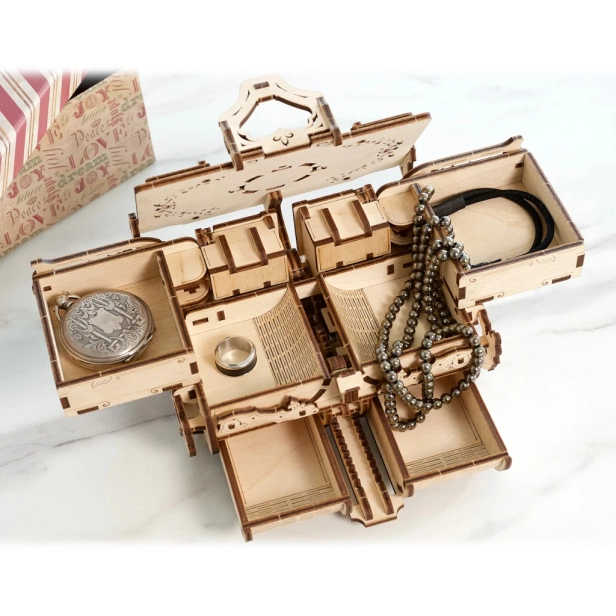 Ugears 3D drevené mechanické puzzle Antique Jewelry Box