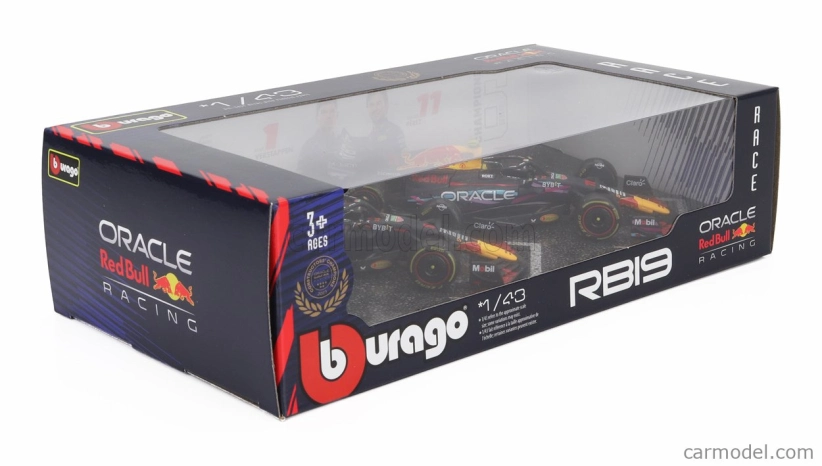Bburago Red bull Set F1 2x Rb19 Team Oracle Red Bull Racing N 1 World Champion Season Gp 2023 Max Verstappen + N 11 Season 2023 Sergio Perez 1:43 Matná Modrá Žlutá Červená