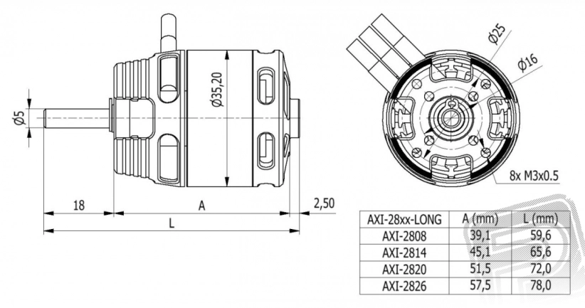 AXI 2826/12 V2 LONG striedavý motor