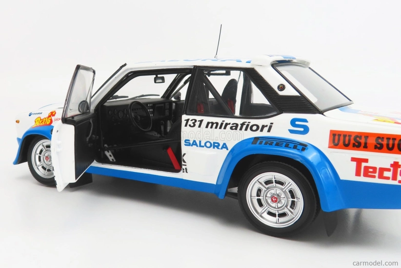 Kyosho Fiat 131 Abarth N 1 Winner Rally 1000 Lakes 1980 1:18, bílomodrá